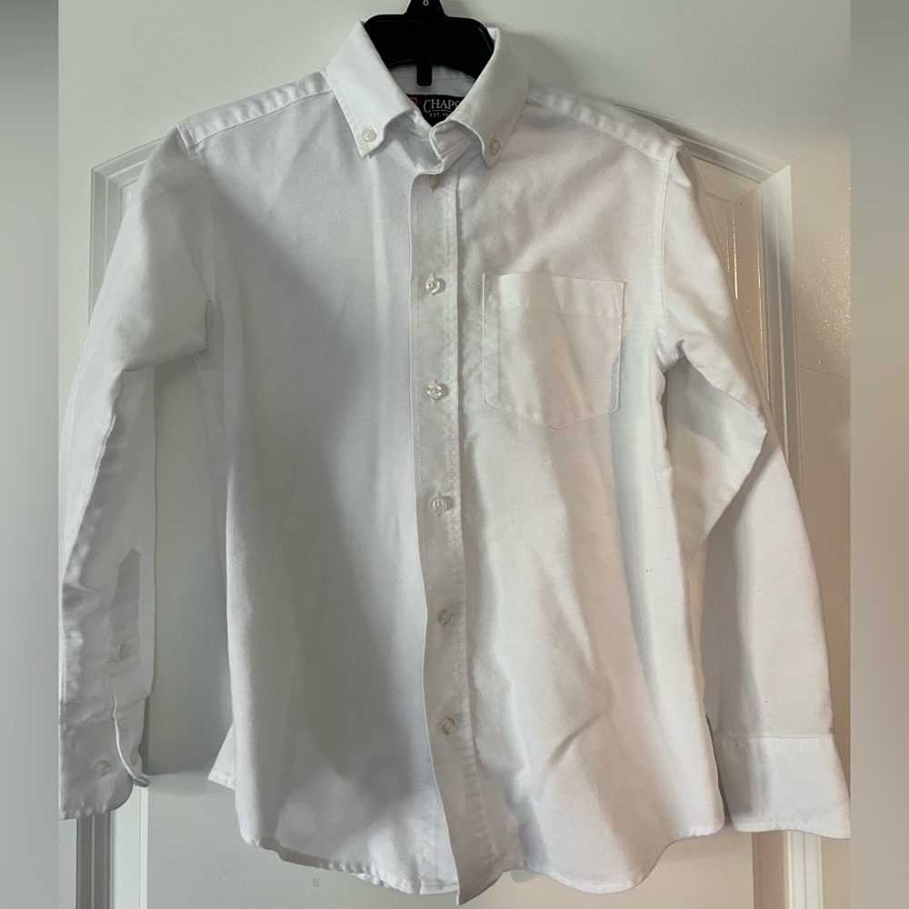 CHAPS Youth Boy's Button-down Long Sleeve Polo Shirt White Small 8